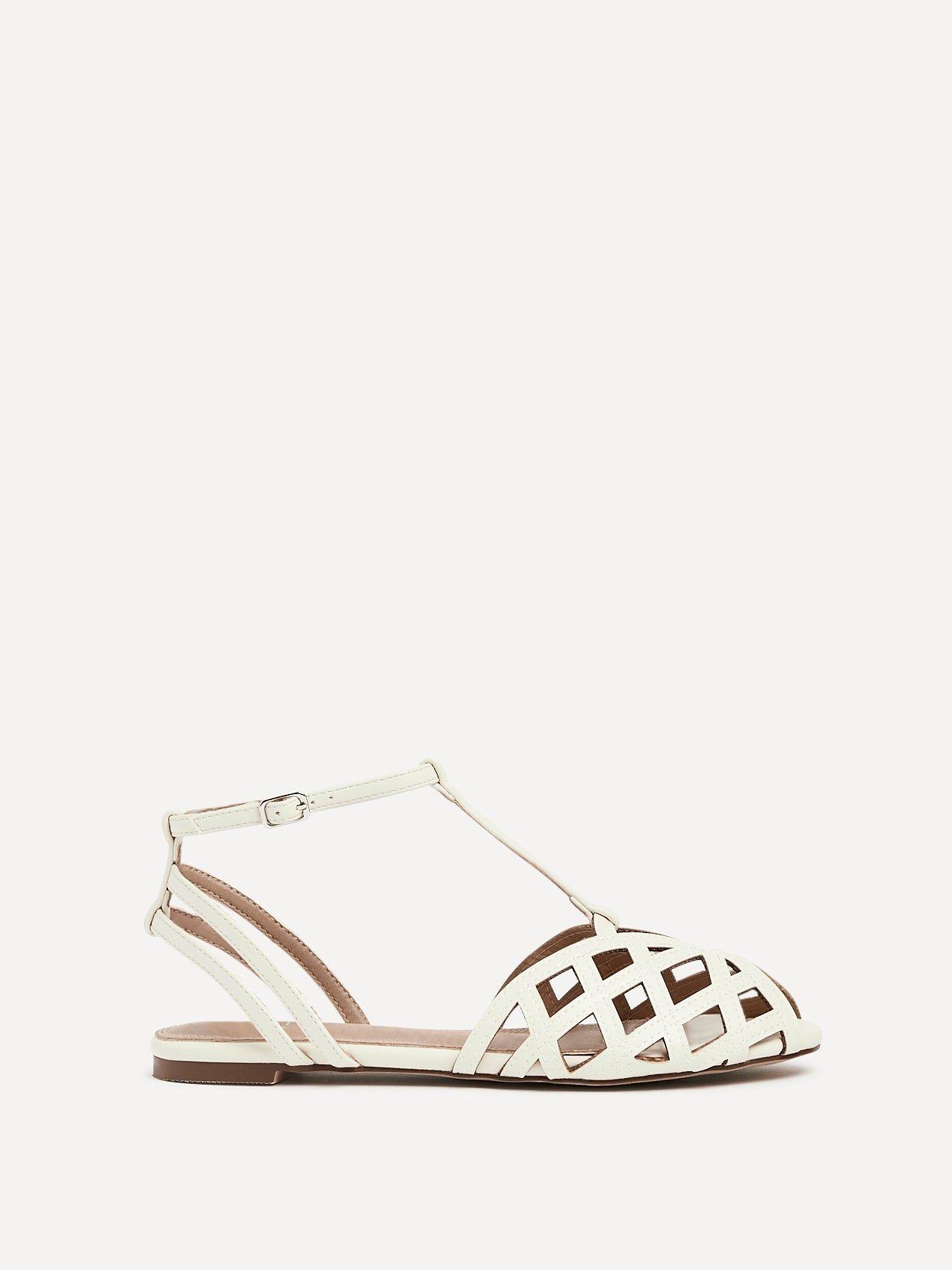 Santi Ivory Caged Flat Sandals by LINZI