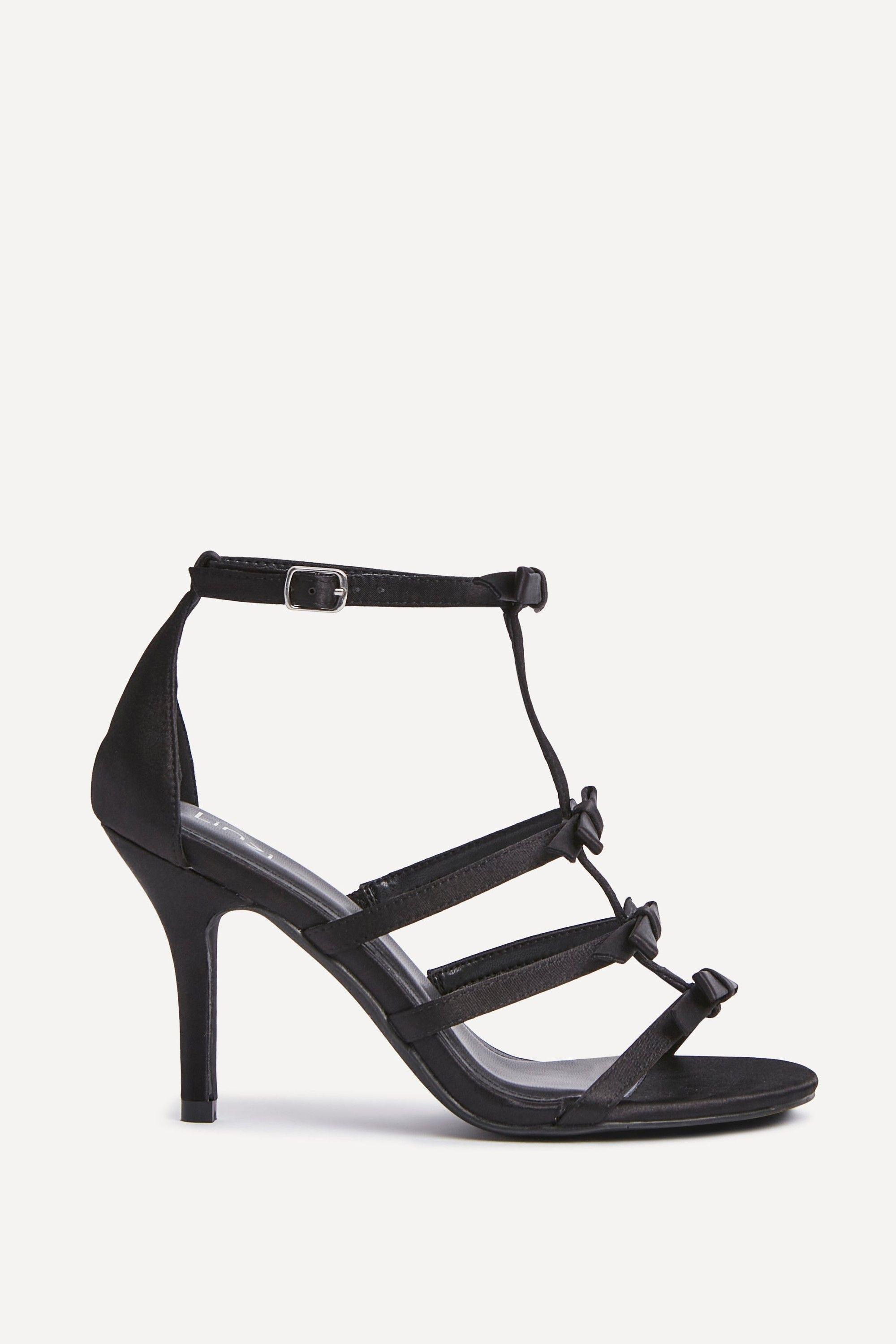 Saviour Black Satin T-Bar Bow Heel by LINZI