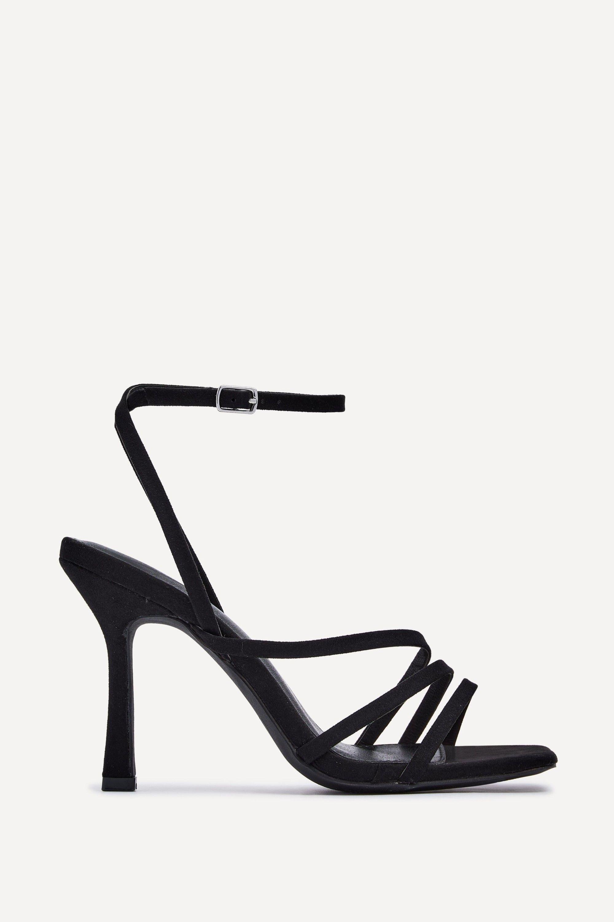 Scarlett Black Faux Suede Strappy Heels by LINZI