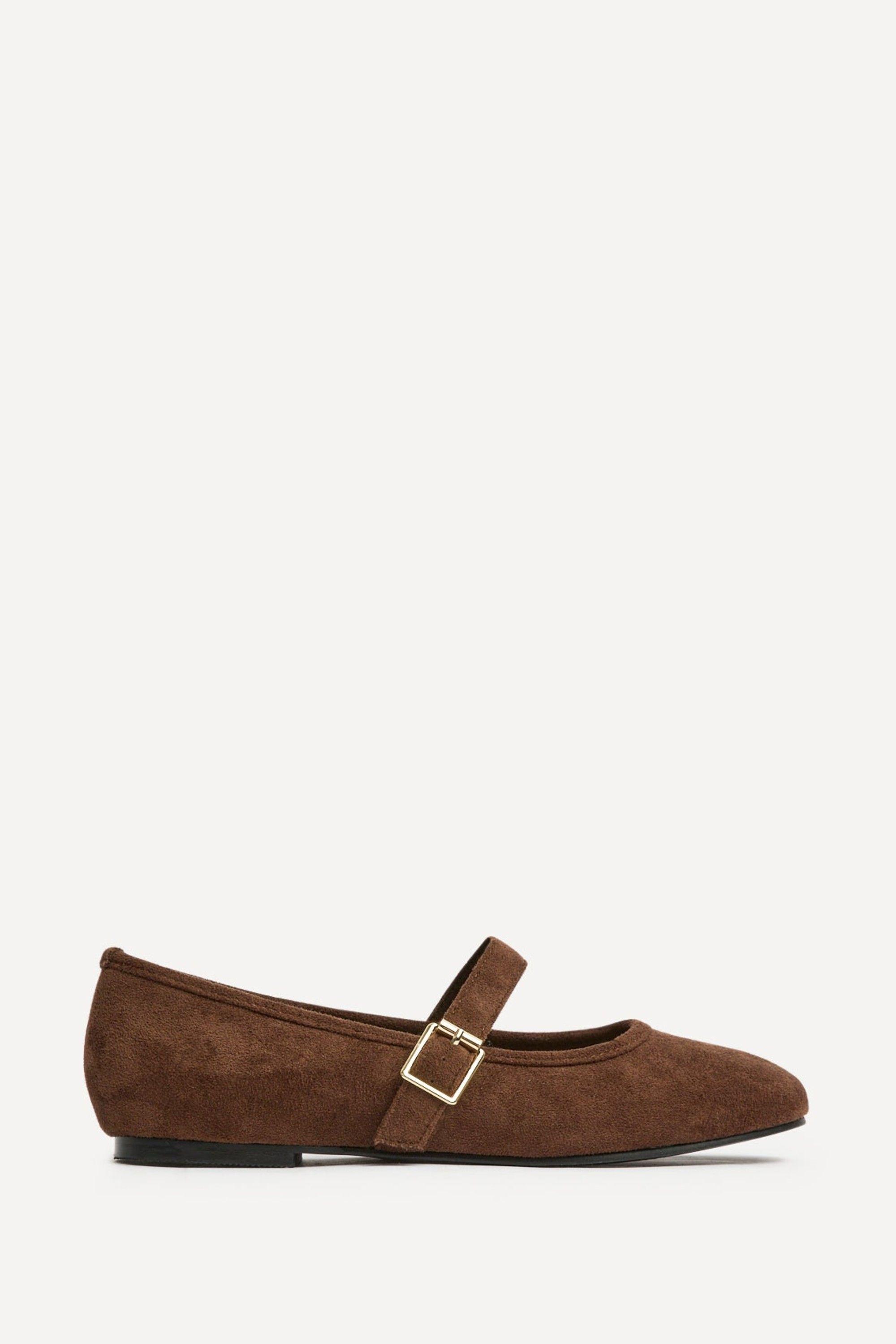 Schedule Brown Faux Suede Ballet Flats by LINZI