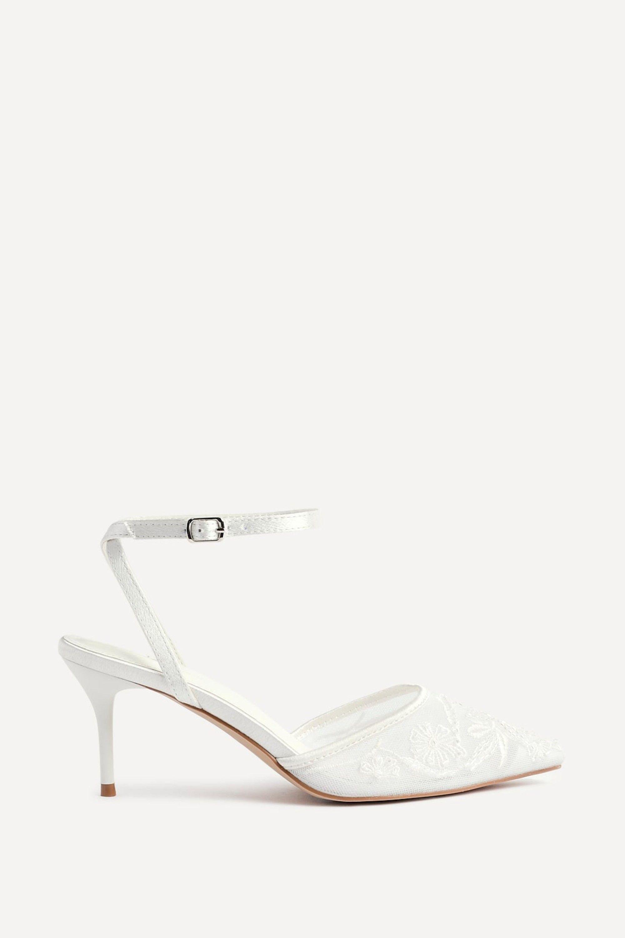 Serenade Bridal Ivory Satin Beaded Mesh Court Heels by LINZI