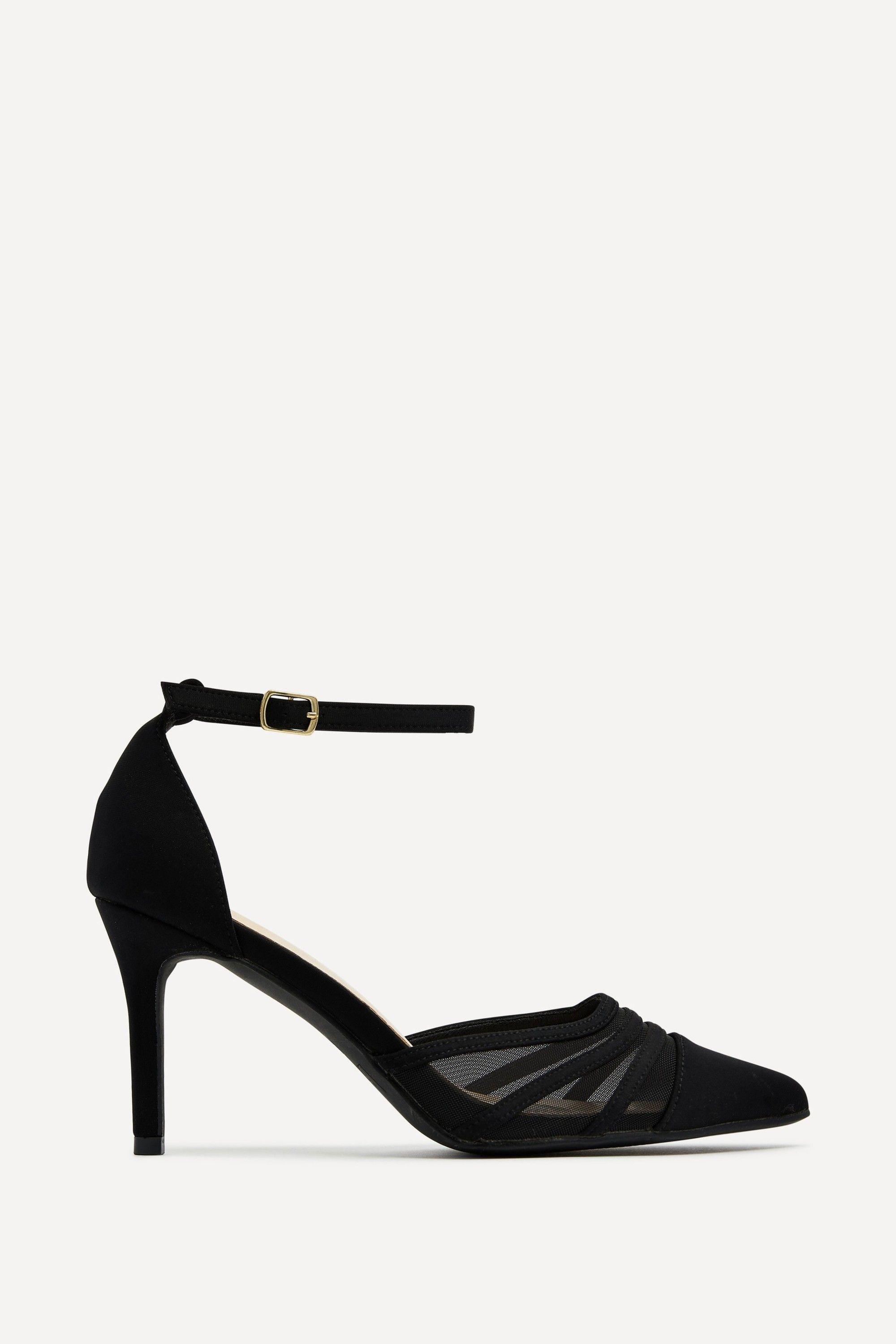 Serri Black Lycra Mesh Court Heel by LINZI