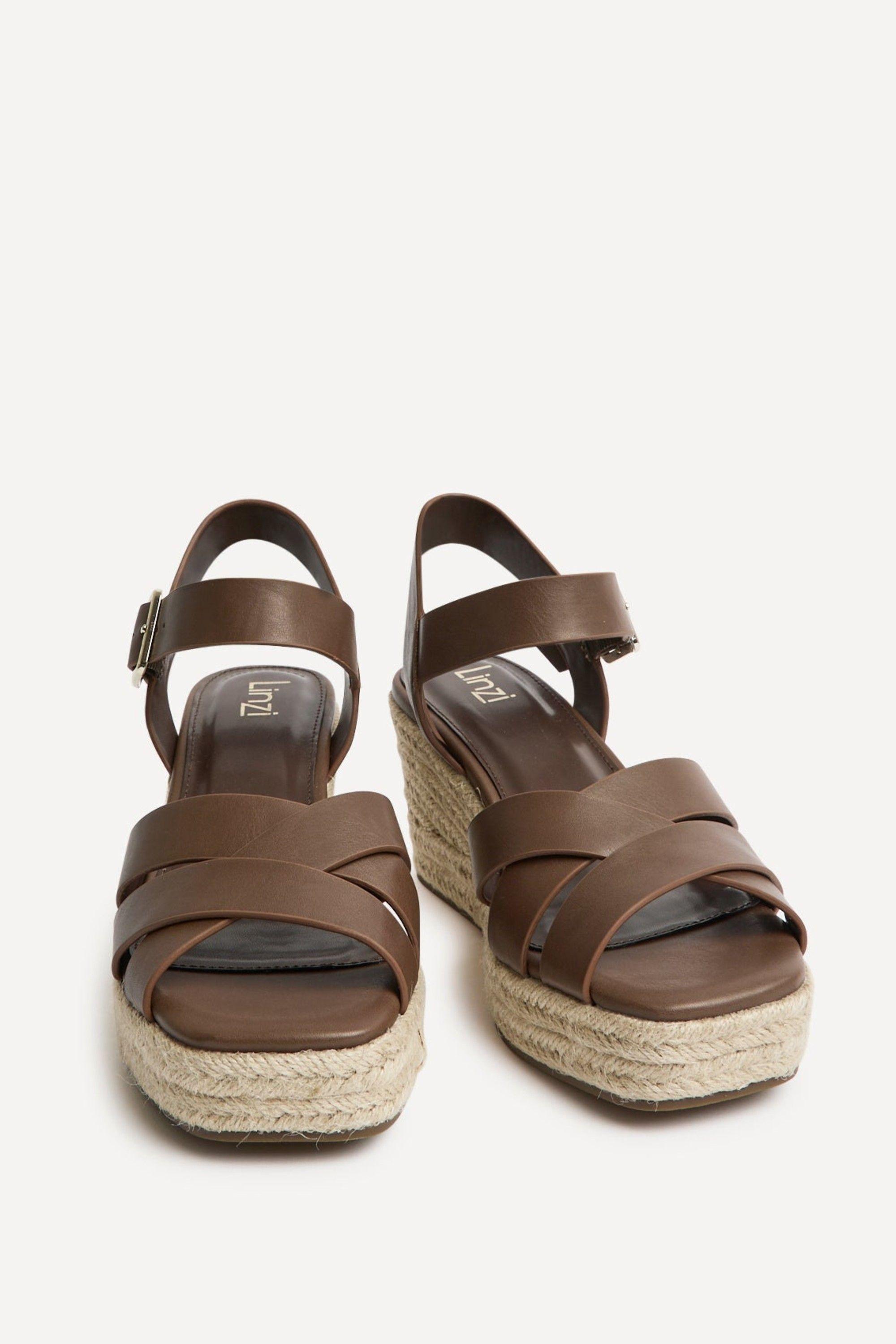Sheena Brown Crossover Espadrille Wedges by LINZI