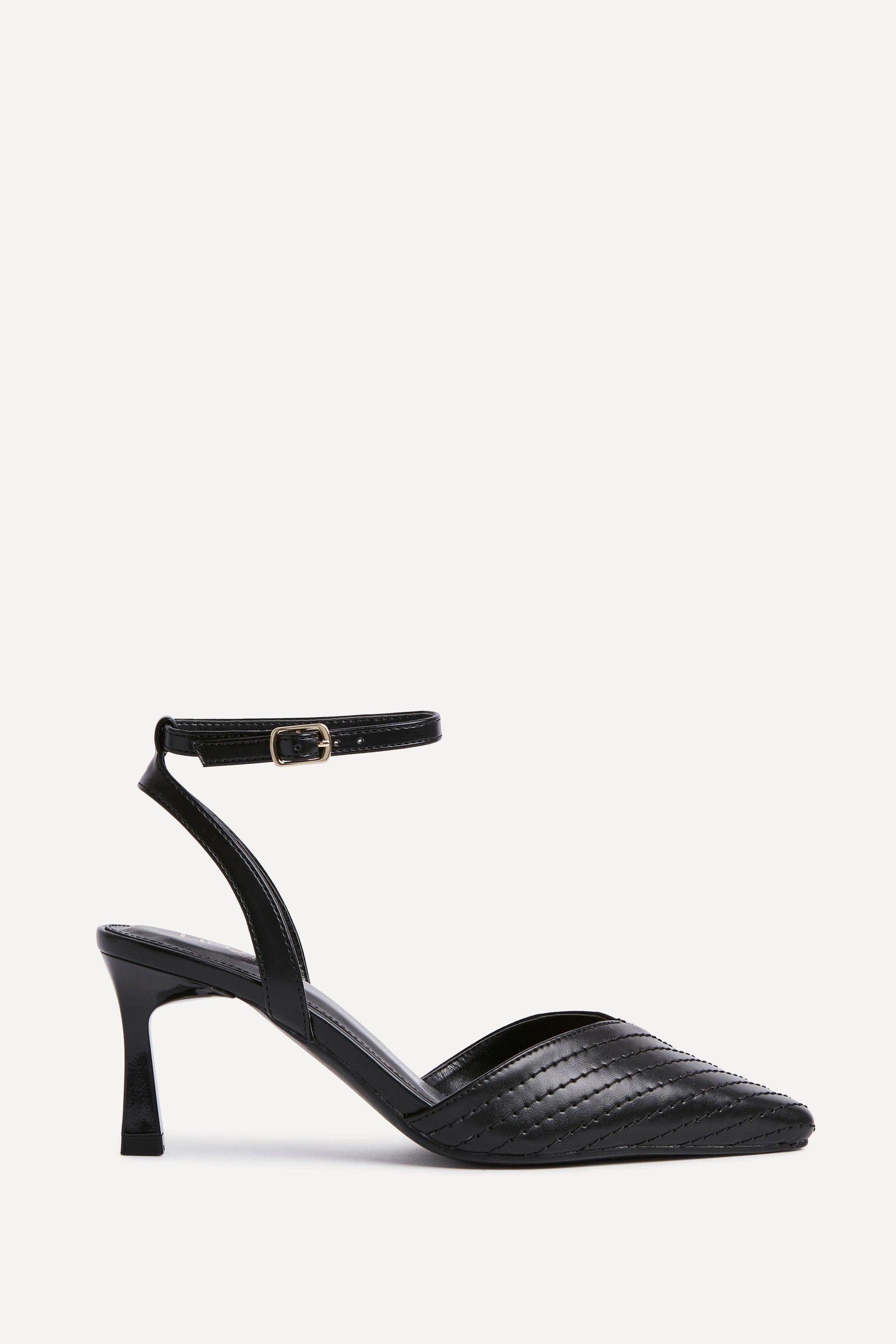 Siren Black Faux Leather Quilted Court Heel by LINZI