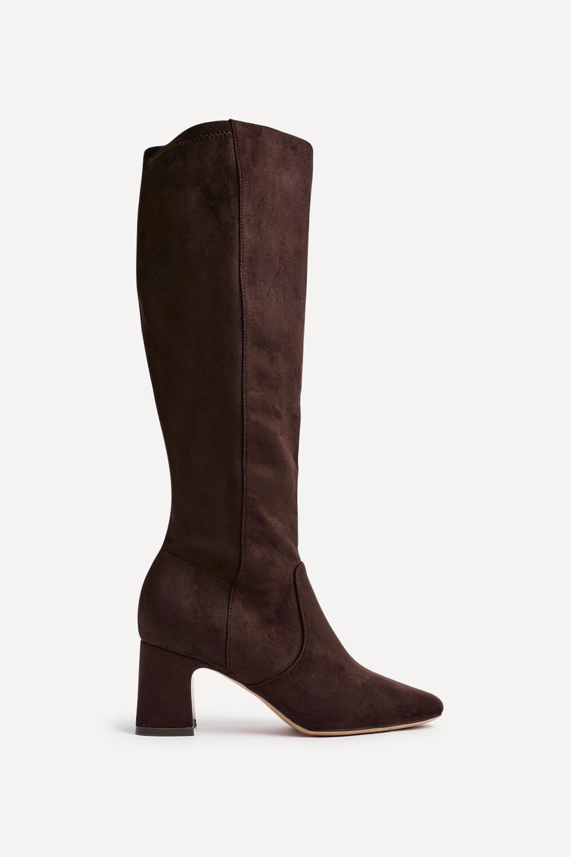 Slate Brown Faux Suede Knee High Boot by LINZI