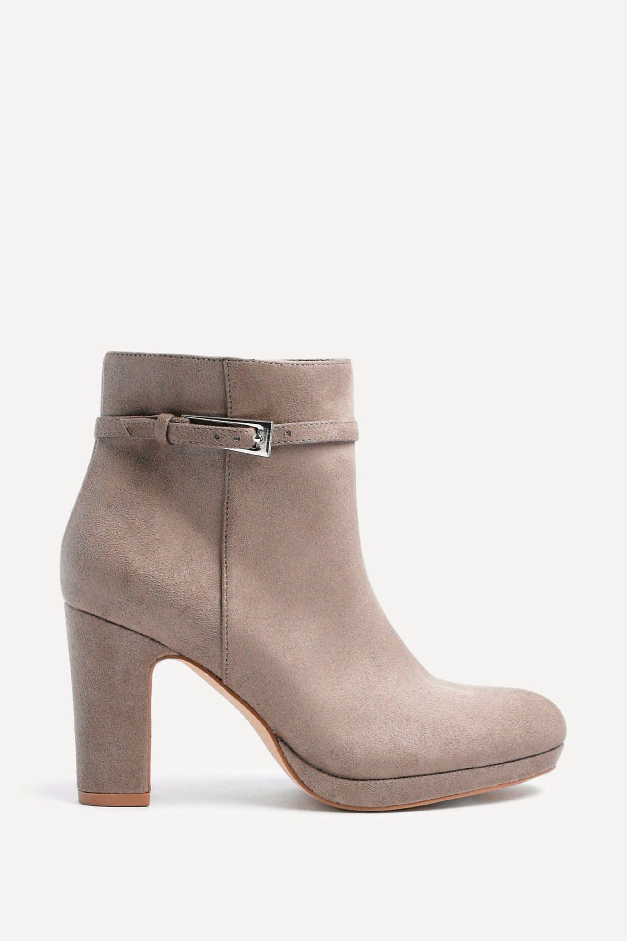 Stefani Mocha Faux Suede Heeled Ankle Boot by LINZI
