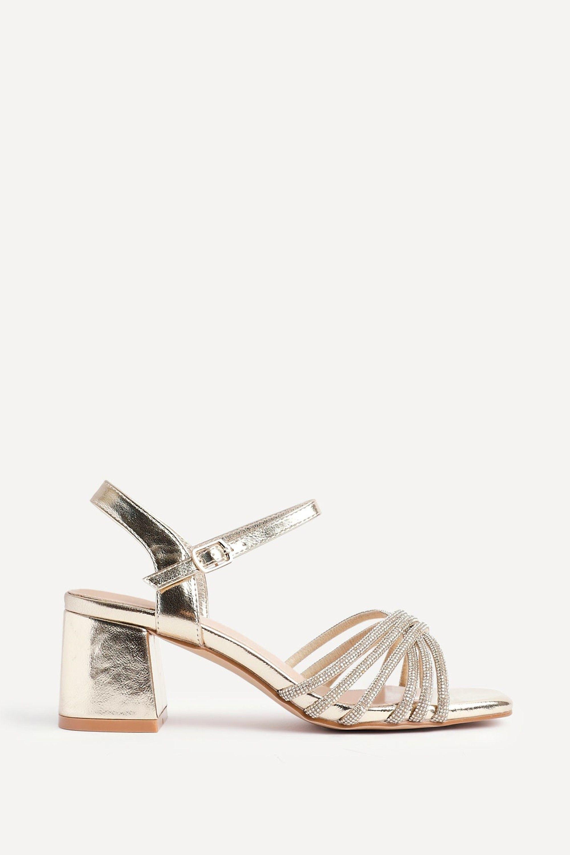 Strictly Wide Fit Gold Block Heel by LINZI