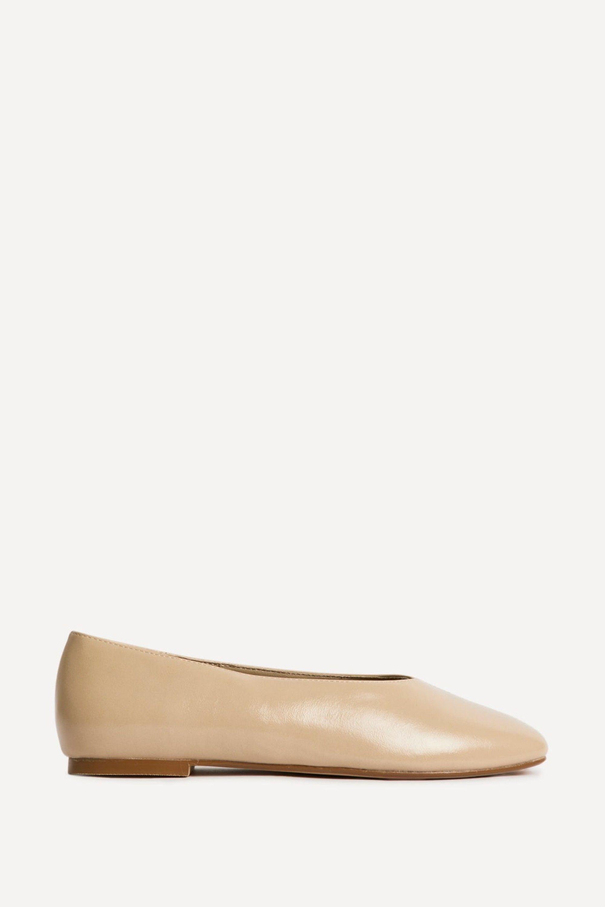 Structure Nude Faux Leather Square Toe Ballet Flats by LINZI