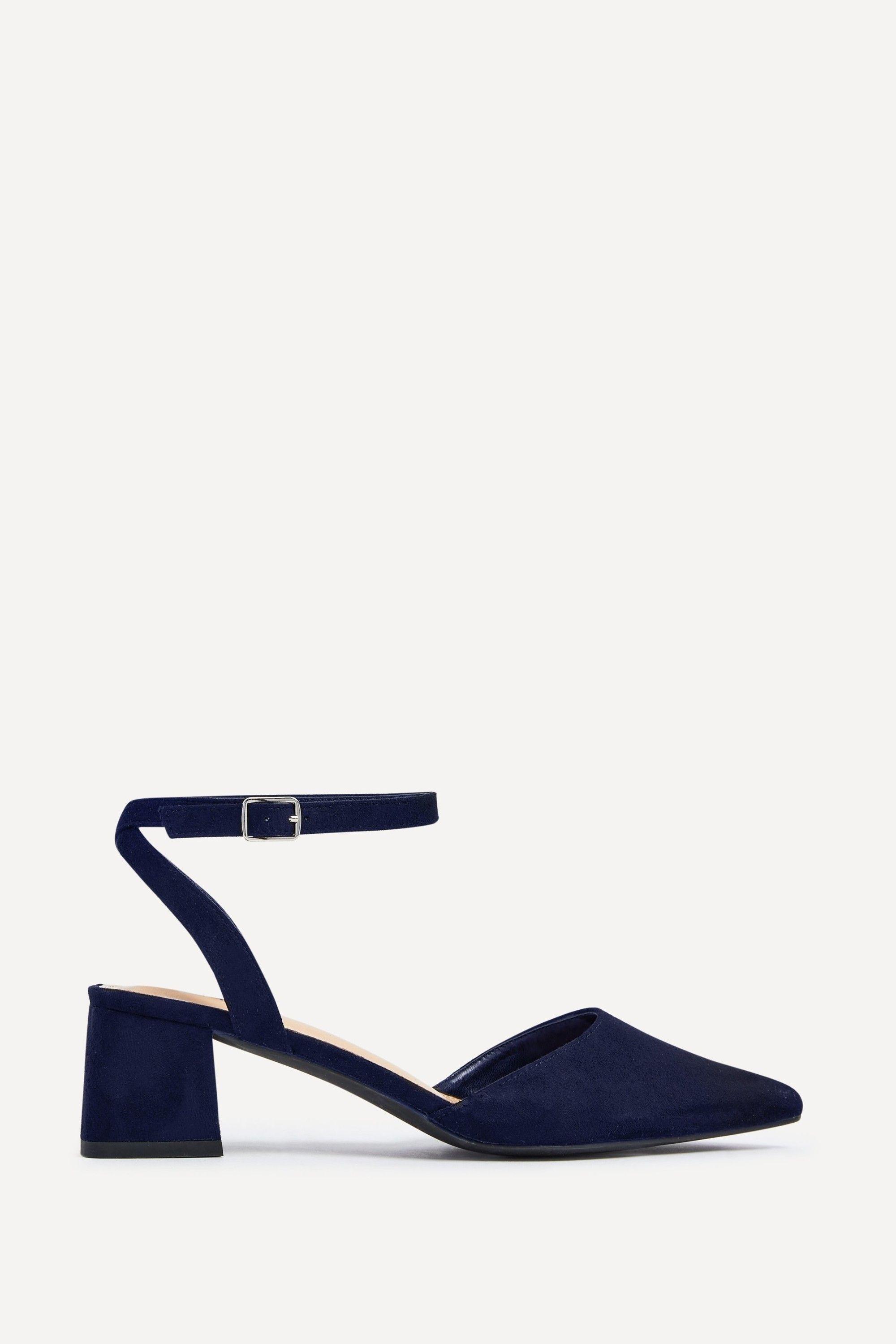 Suzy Wide Fit Navy Faux Suede Court Heel by LINZI