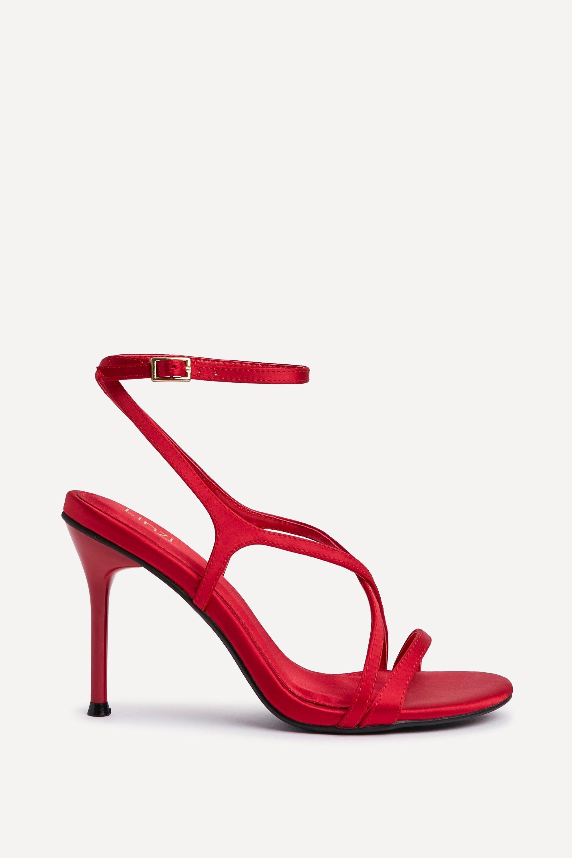Taliya Red Satin Strappy Stiletto Heels by LINZI