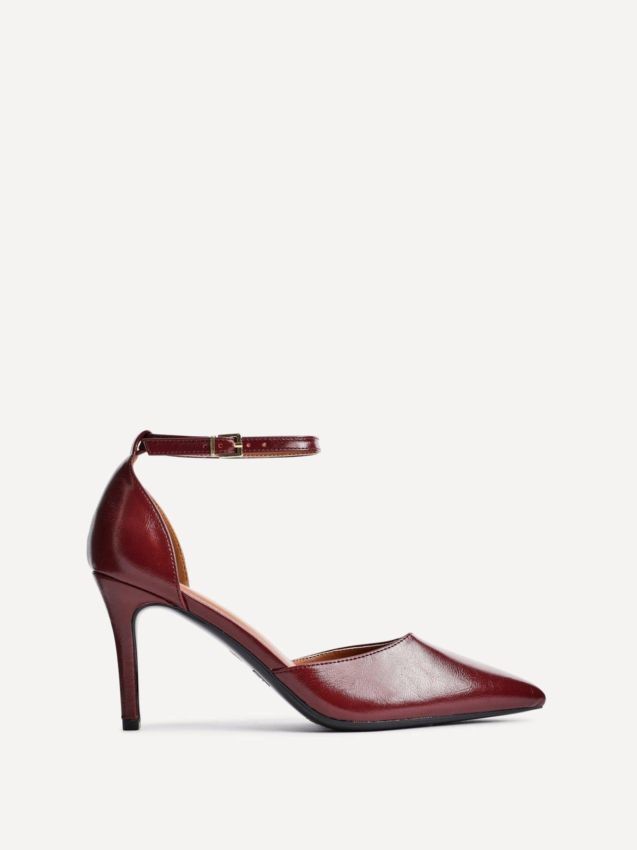 Thea Burgundy Faux Leather Classic Stiletto Court Heel by LINZI