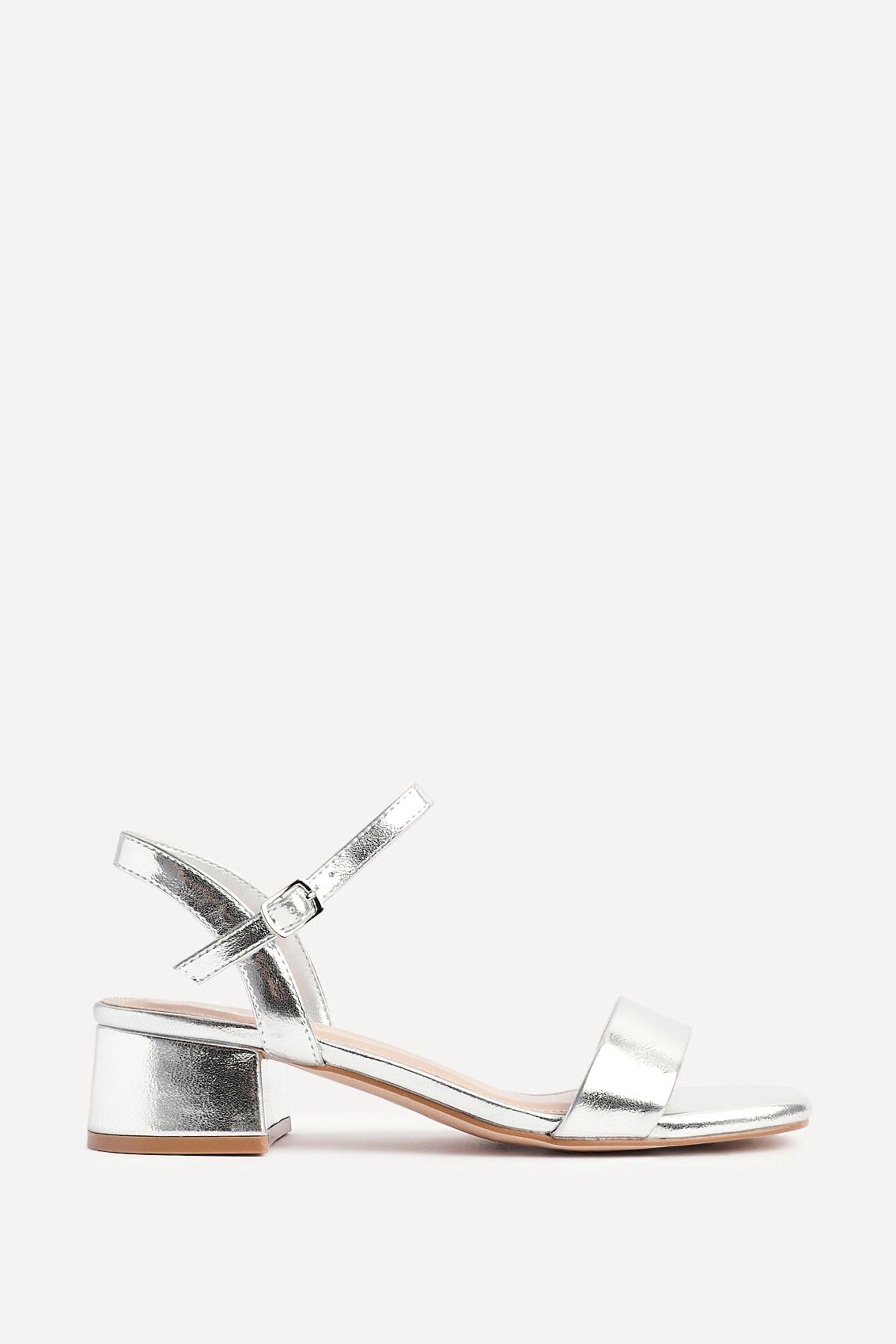 Tillie Silver Faux Leather Low Blook Heel by LINZI
