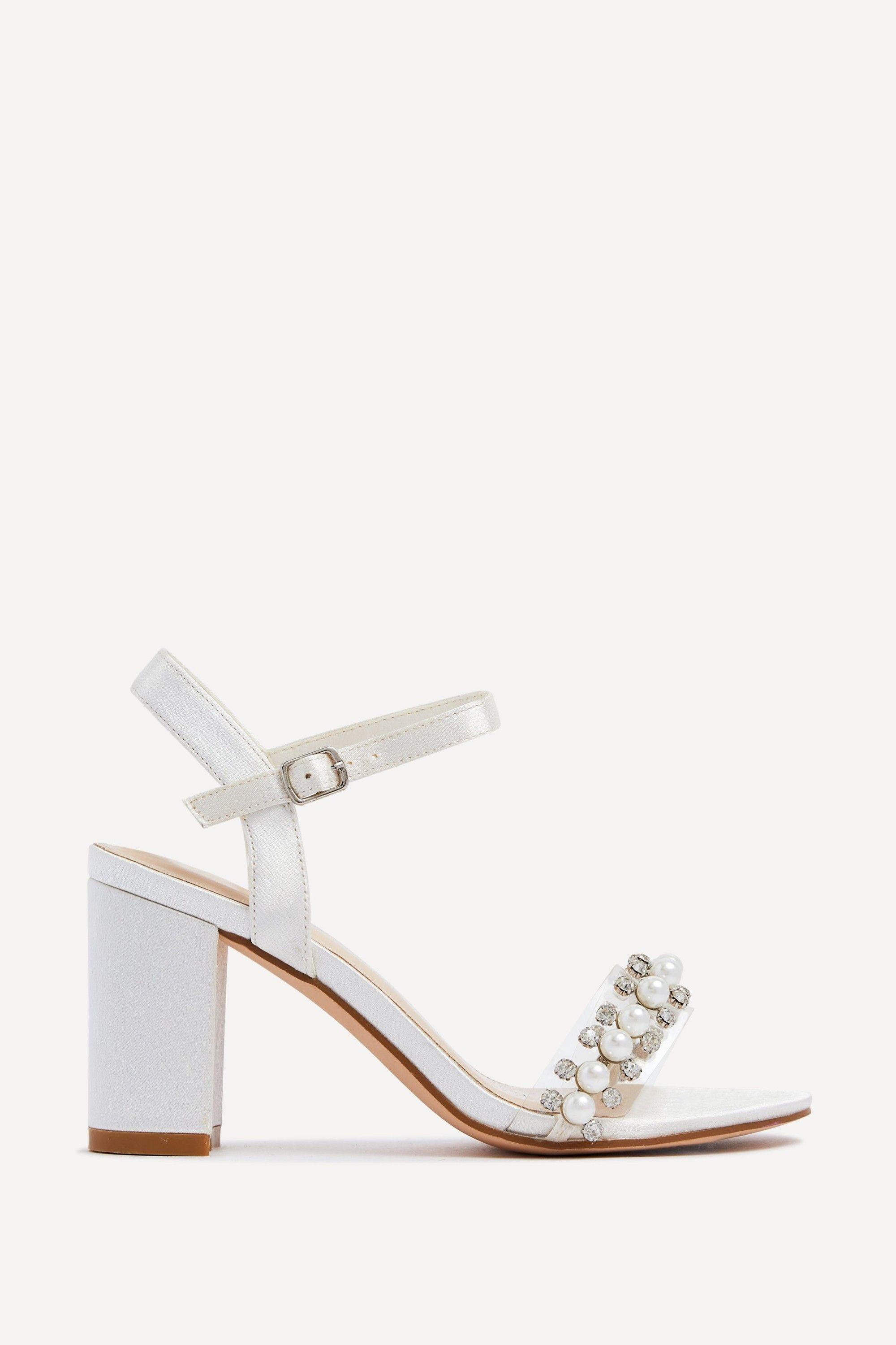 Tinsley Ivory Satin Heeled Sandal by LINZI