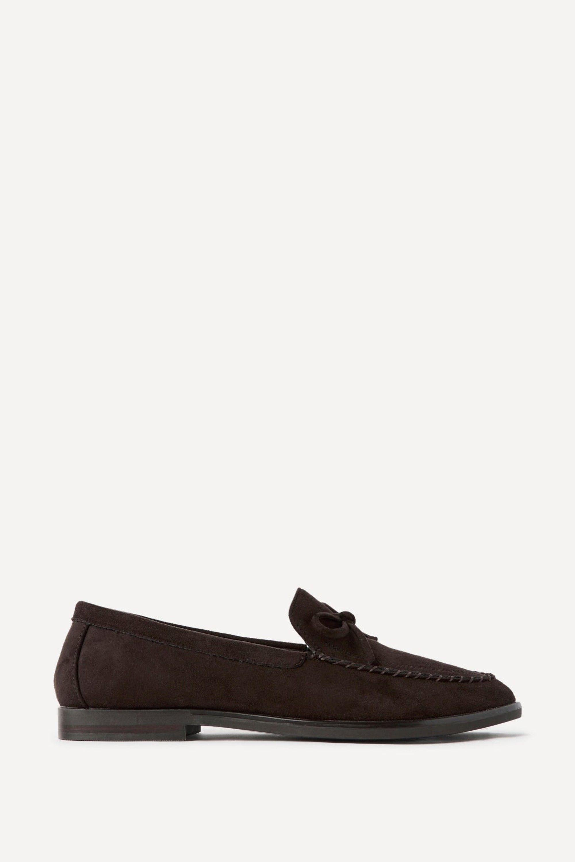 Truly Brown Faux Suede Loafers by LINZI