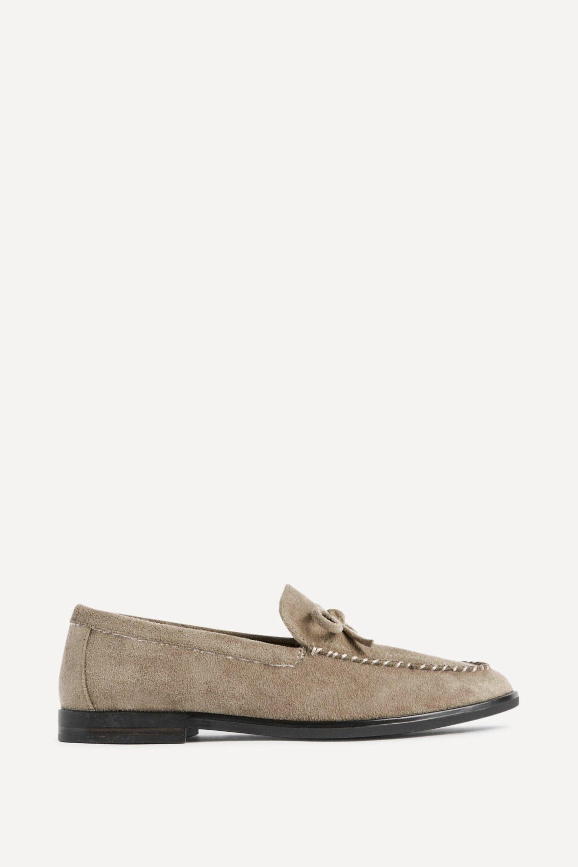 Truly Taupe Faux Suede Loafers by LINZI