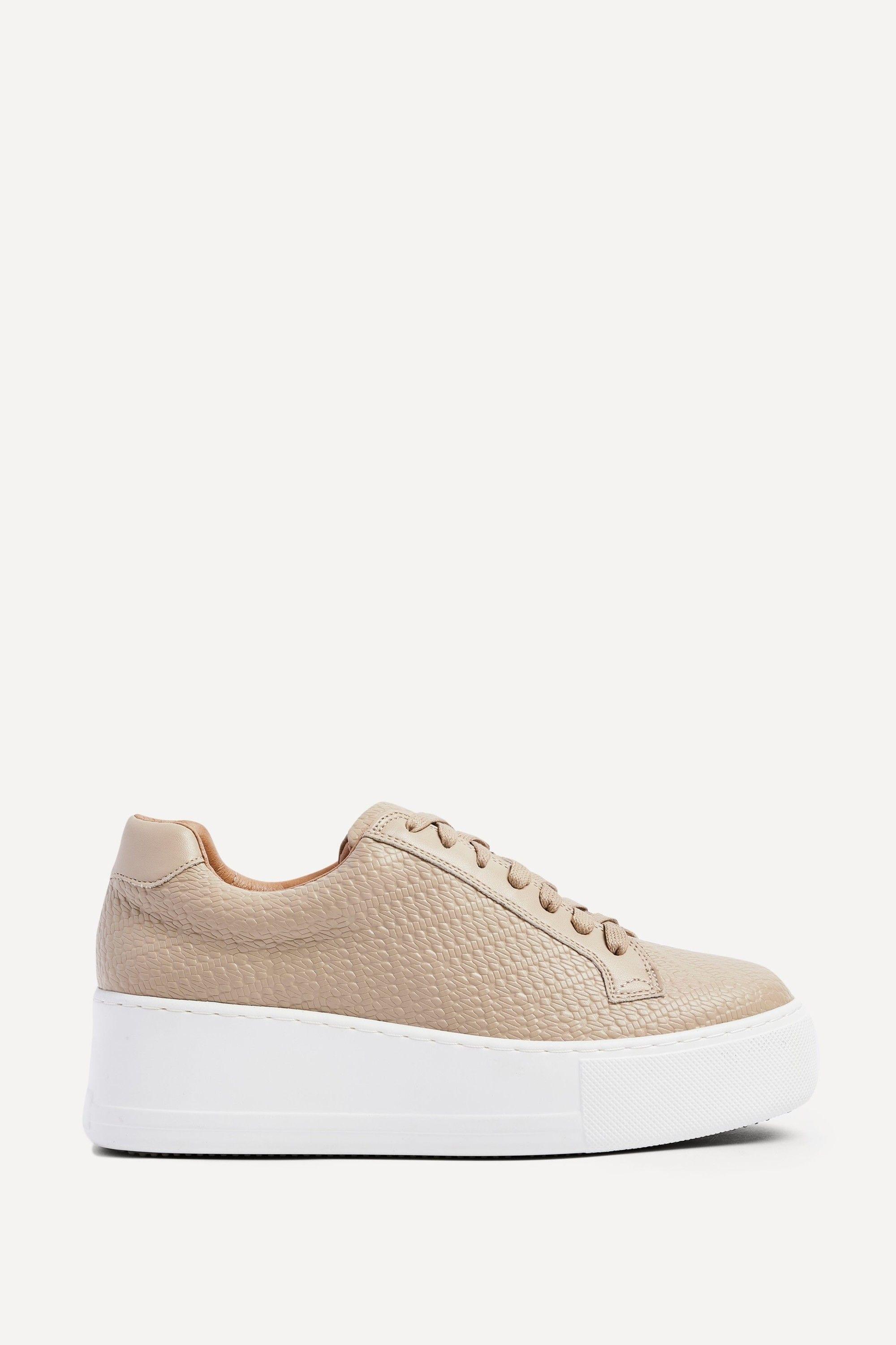 Twyla Mocha Faux Leather Trainers by LINZI