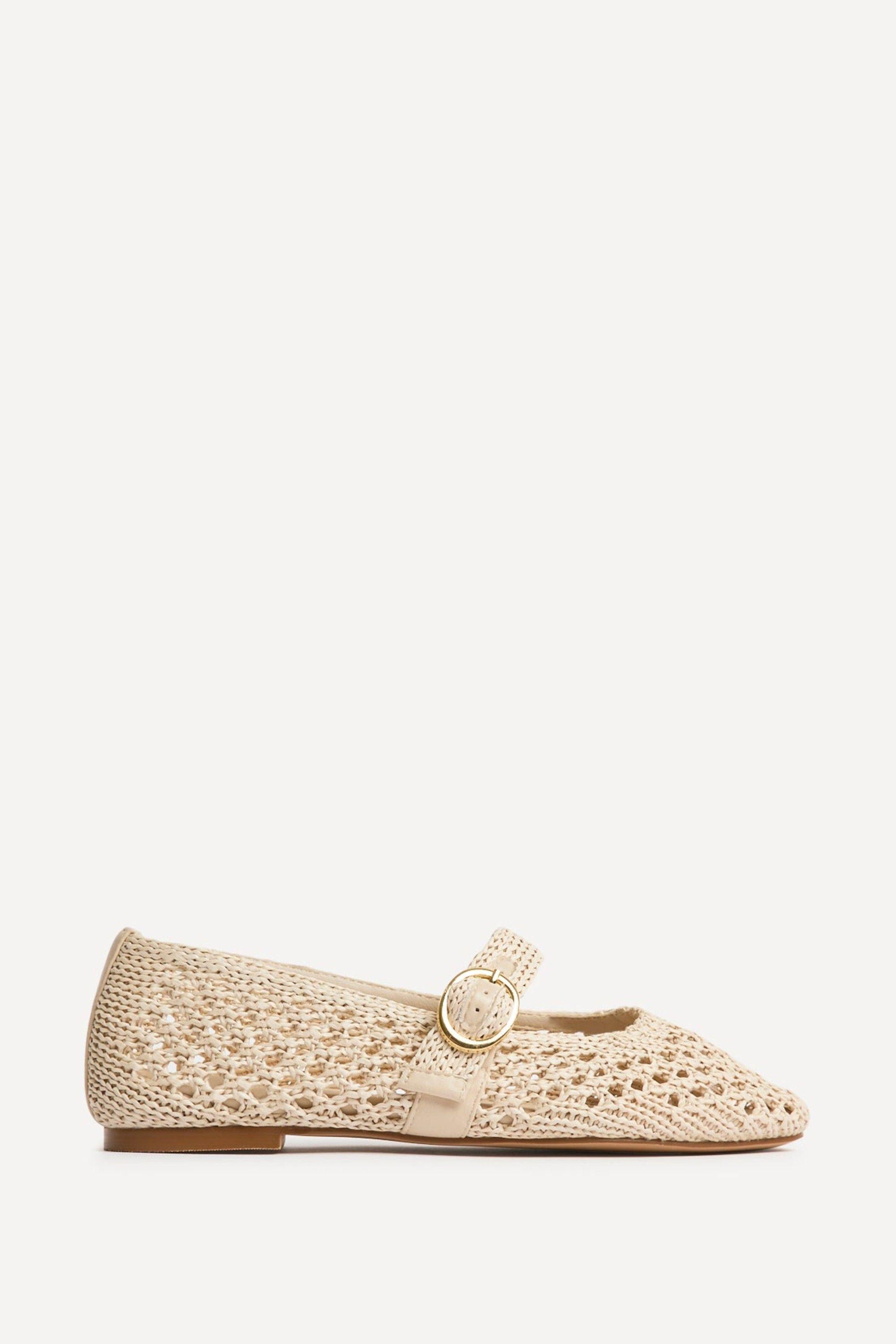 Verona Beige Handwoven Mary Jane Pumps by LINZI