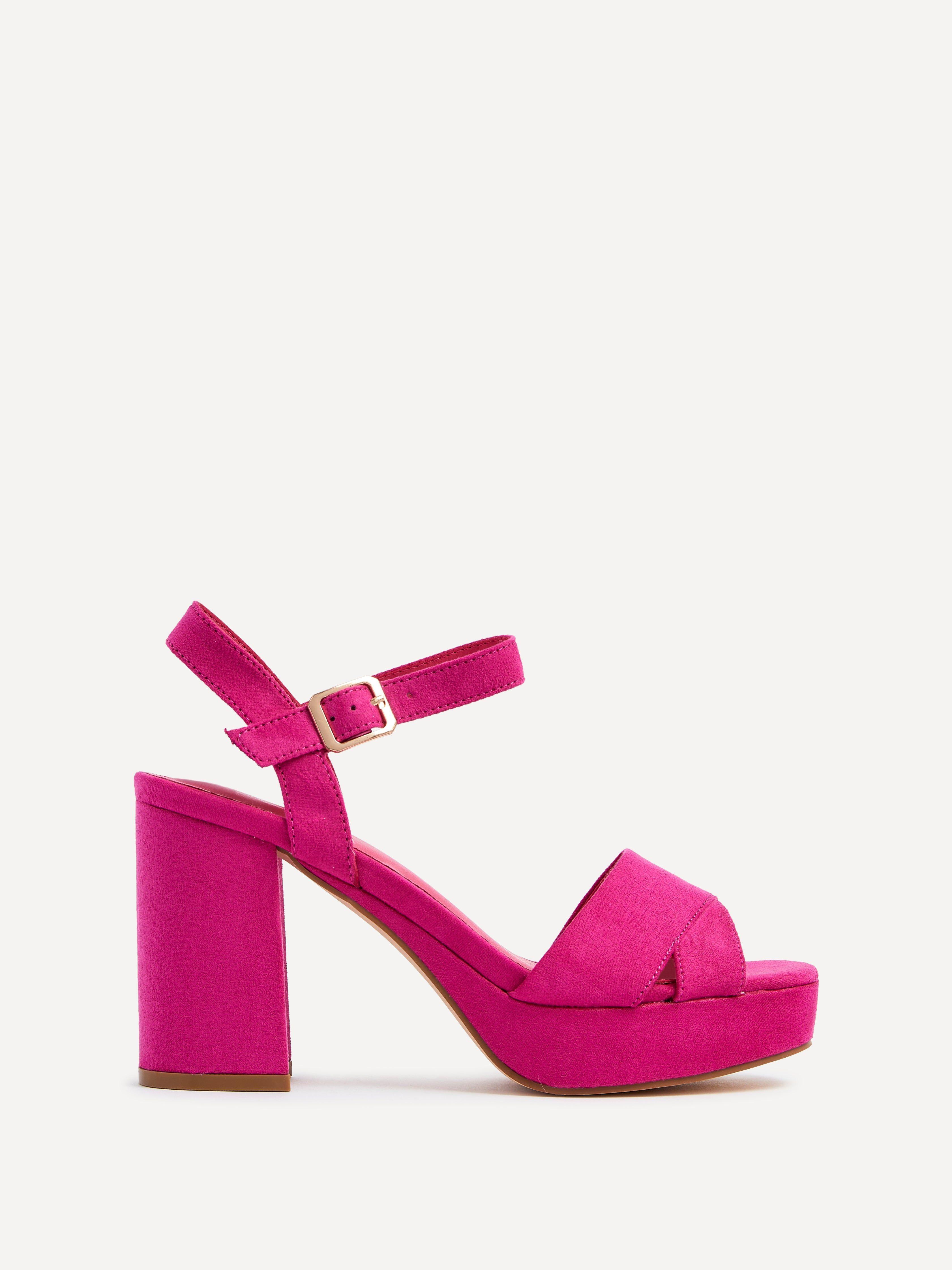 Verony Fuchsia Faux Suede Platform Block Heel by LINZI