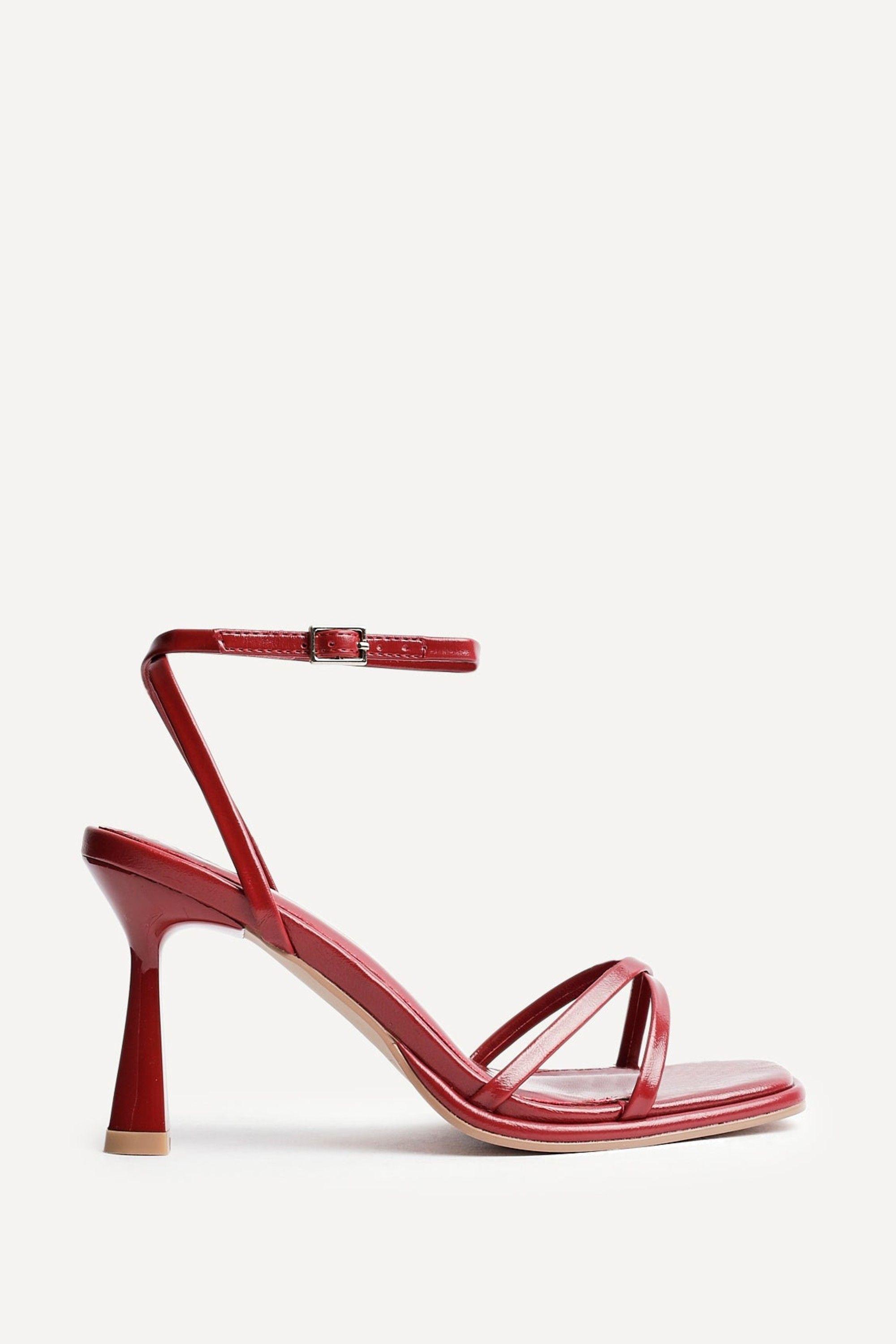 Verve Red Faux Leather Crossover Stiletto Heel by LINZI