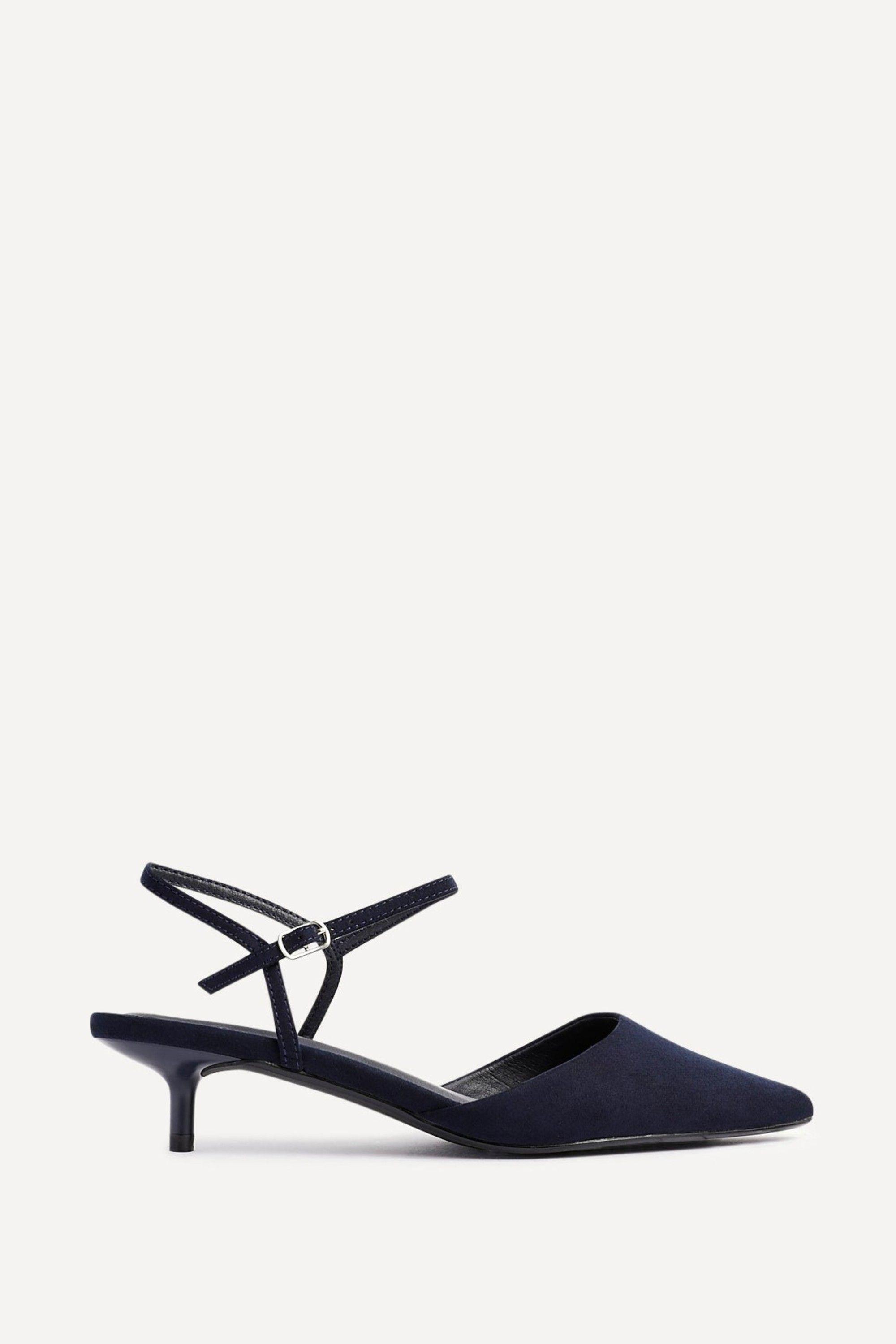 Vogue Navy Faux Suede Kitten Court Heel by LINZI