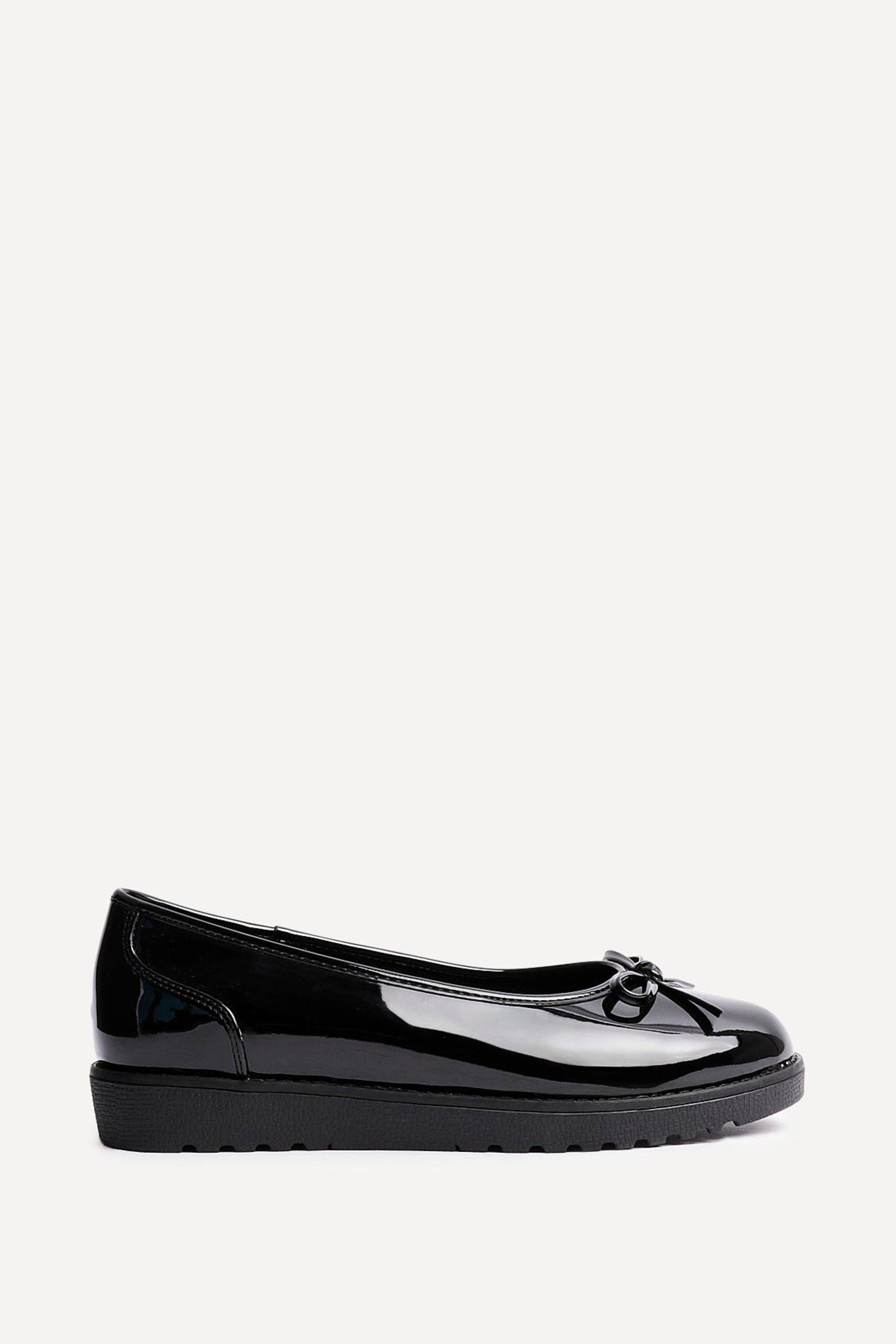 Wendi Wide Fit Black Patent Pump by LINZI