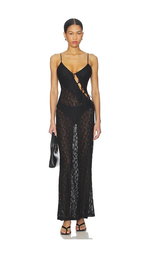 LIONESS About A Girl Maxi Dress in Black by LIONESS