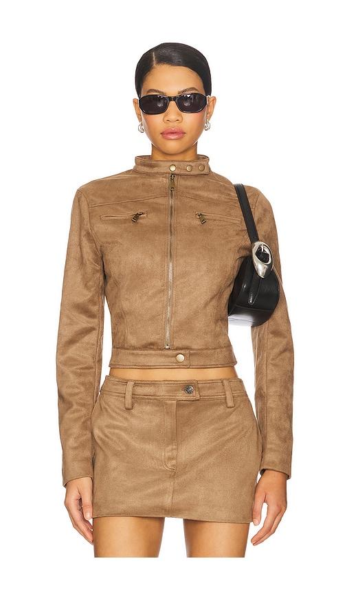 LIONESS Bella Moto Jacket in Brown by LIONESS