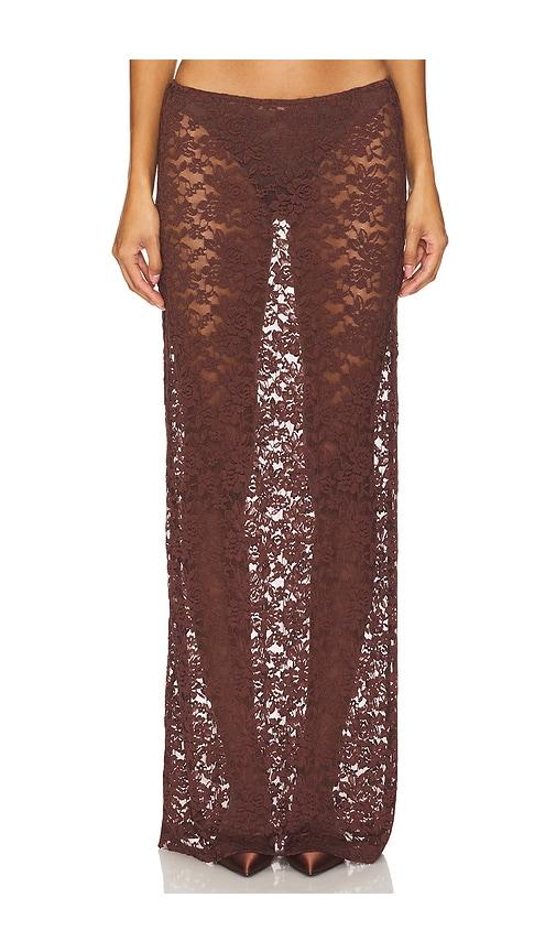 LIONESS Black Swan Lace Maxi in Brown by LIONESS