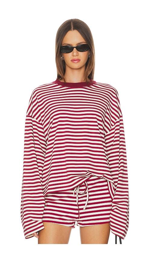 LIONESS Bloom Long Sleeve Top in Wine by LIONESS