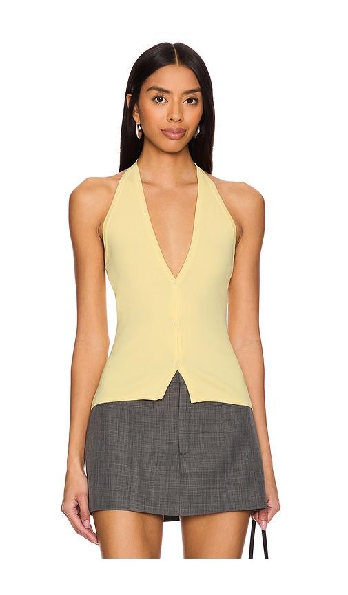LIONESS Brat Halter Top in Lemon by LIONESS