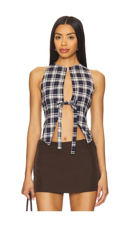 LIONESS Butterfly Tie Top in Navy by LIONESS