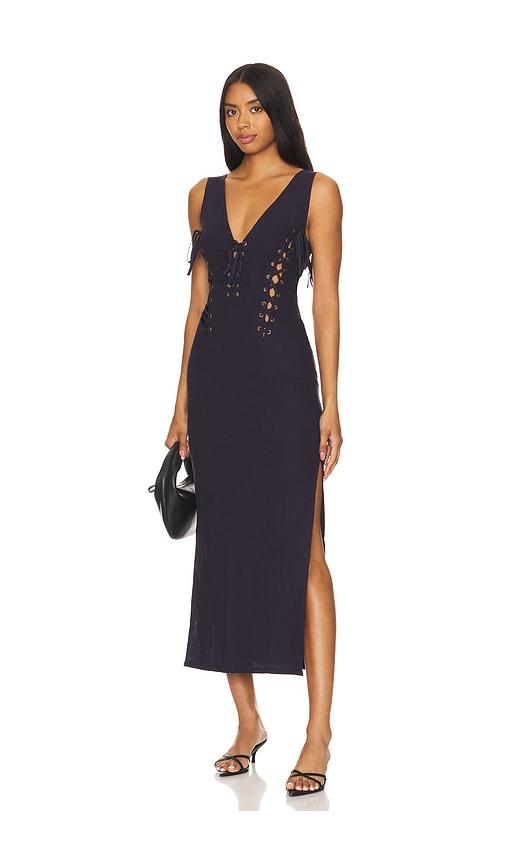 LIONESS Dreamscape Midi Dress in Navy by LIONESS