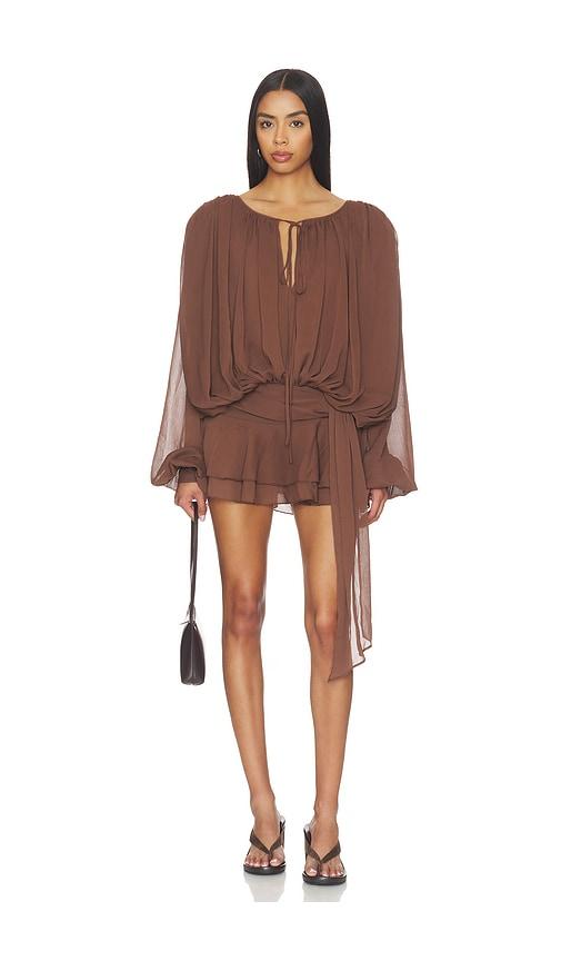 LIONESS Elements Mini Dress in Chocolate by LIONESS