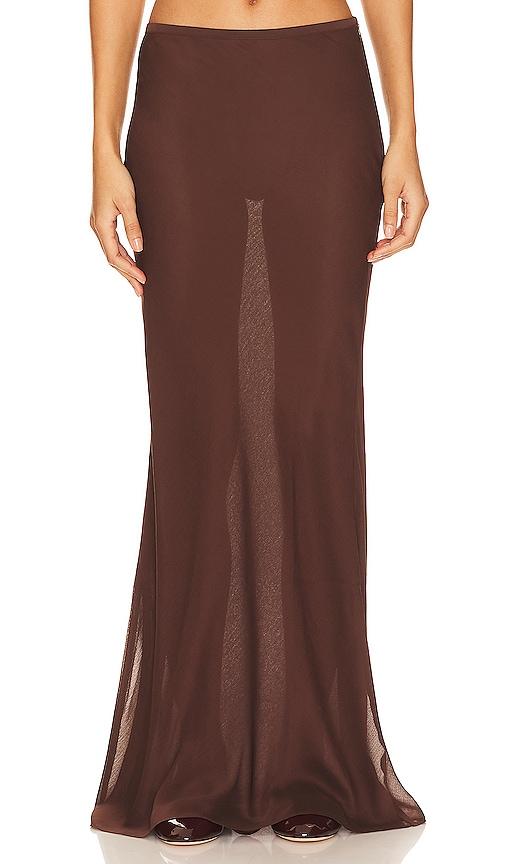 LIONESS Endless Maxi Skirt in Chocolate by LIONESS