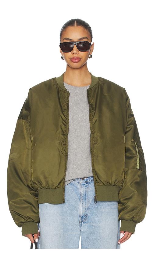 LIONESS Essential Bomber Jacket in Green by LIONESS