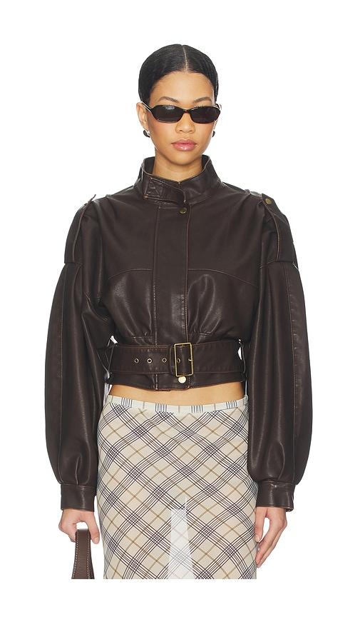 LIONESS Gigi Leather Jacket in Chocolate by LIONESS