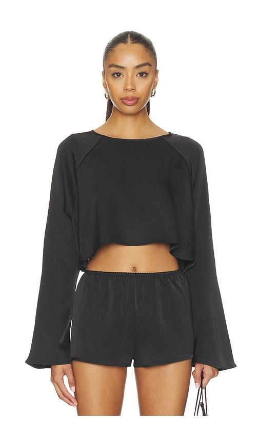 LIONESS Gloss Long Sleeve Top in Black by LIONESS