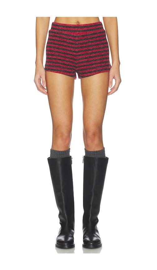 LIONESS Housewife Knit Short in Red,Black by LIONESS