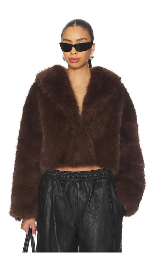 LIONESS Madame Faux Fur Jacket in Chocolate by LIONESS
