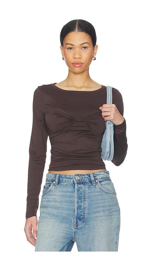 LIONESS Midnight Long Sleeve Top in Chocolate by LIONESS