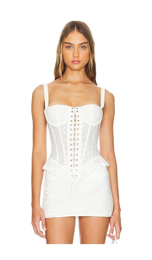 LIONESS Prophecy Tie Up Corset in White by LIONESS