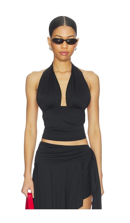 LIONESS Safari Halter Top in Black by LIONESS