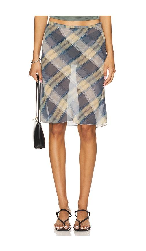 LIONESS Shoreline Midi Skirt in Blue by LIONESS