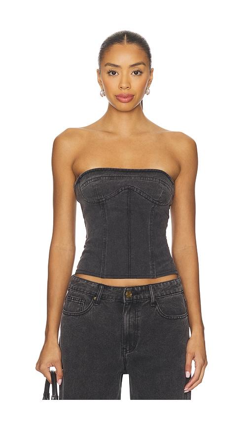 LIONESS Sweetness Strapless Top in Black by LIONESS