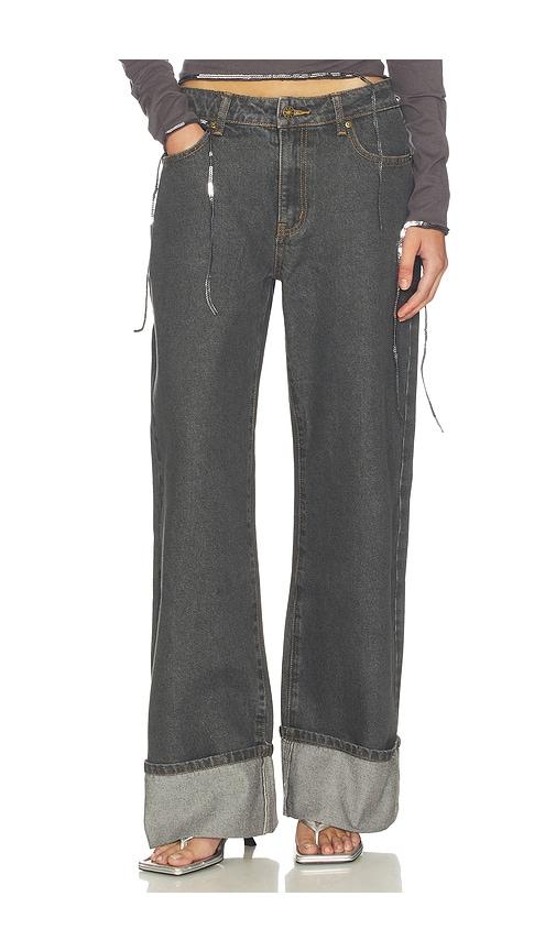 LIONESS Top Model Cuffed Jeans in Charcoal by LIONESS