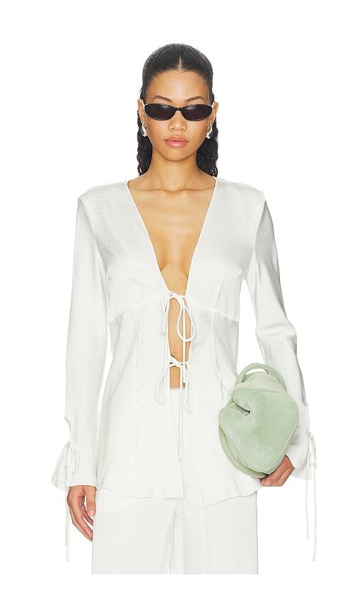 LIONESS Veil Long Sleeve Top in White by LIONESS