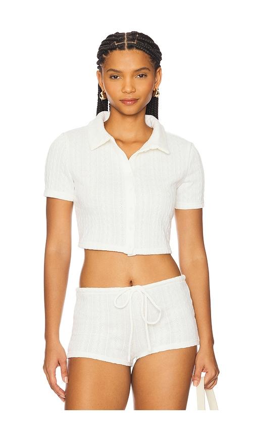 LIONESS Wolfgang Short Sleeve Top in White by LIONESS