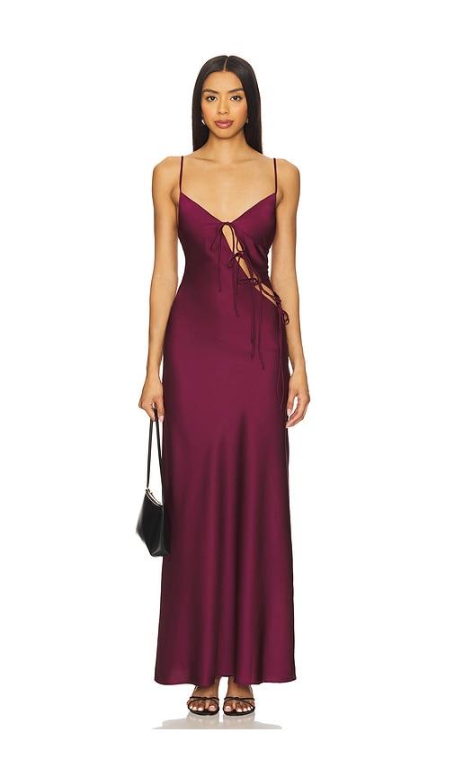 LIONESS x REVOLVE About A Girl Maxi Dress in Wine by LIONESS