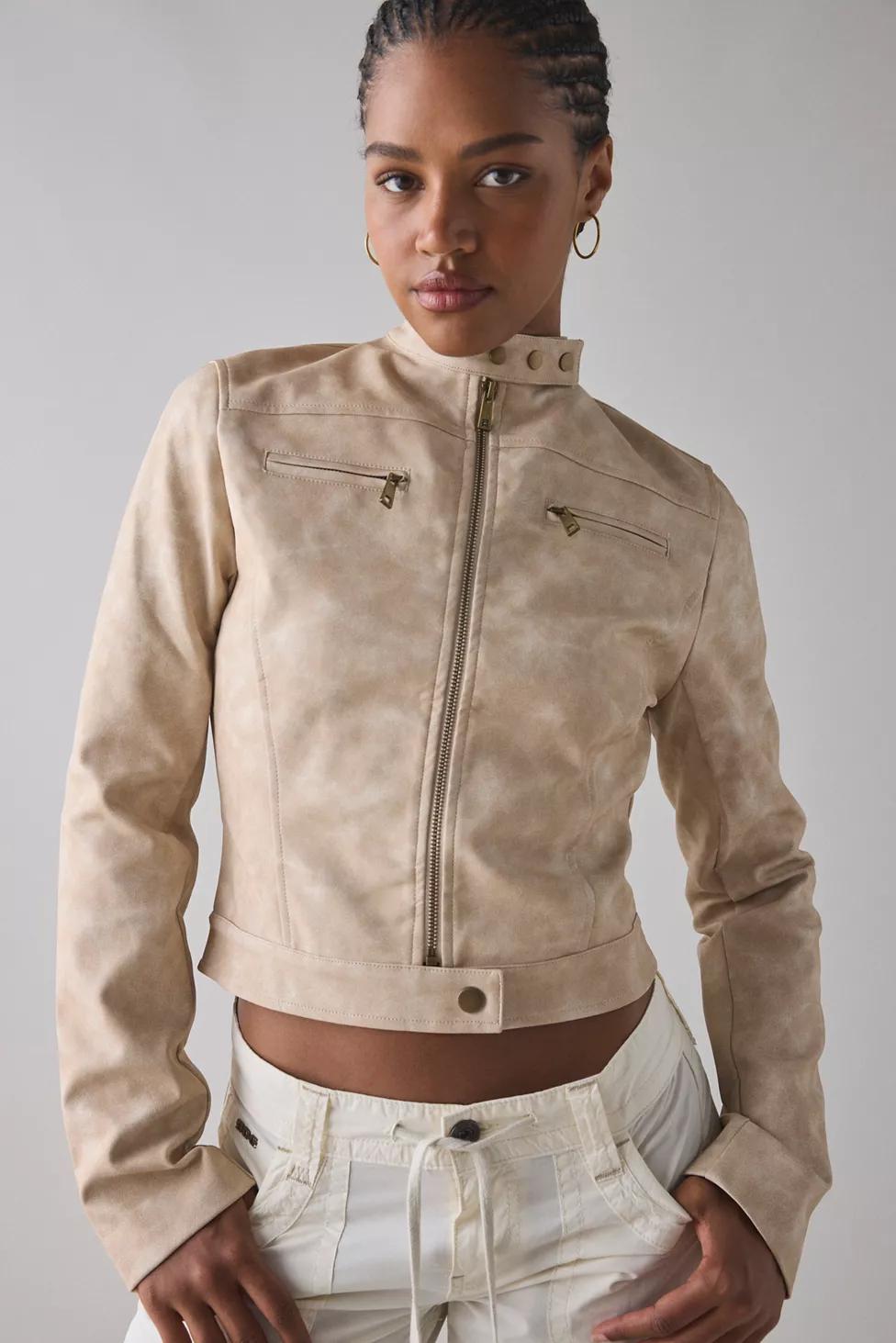 Lioness Bella Faux Leather Cropped Moto Jacket by LIONESS