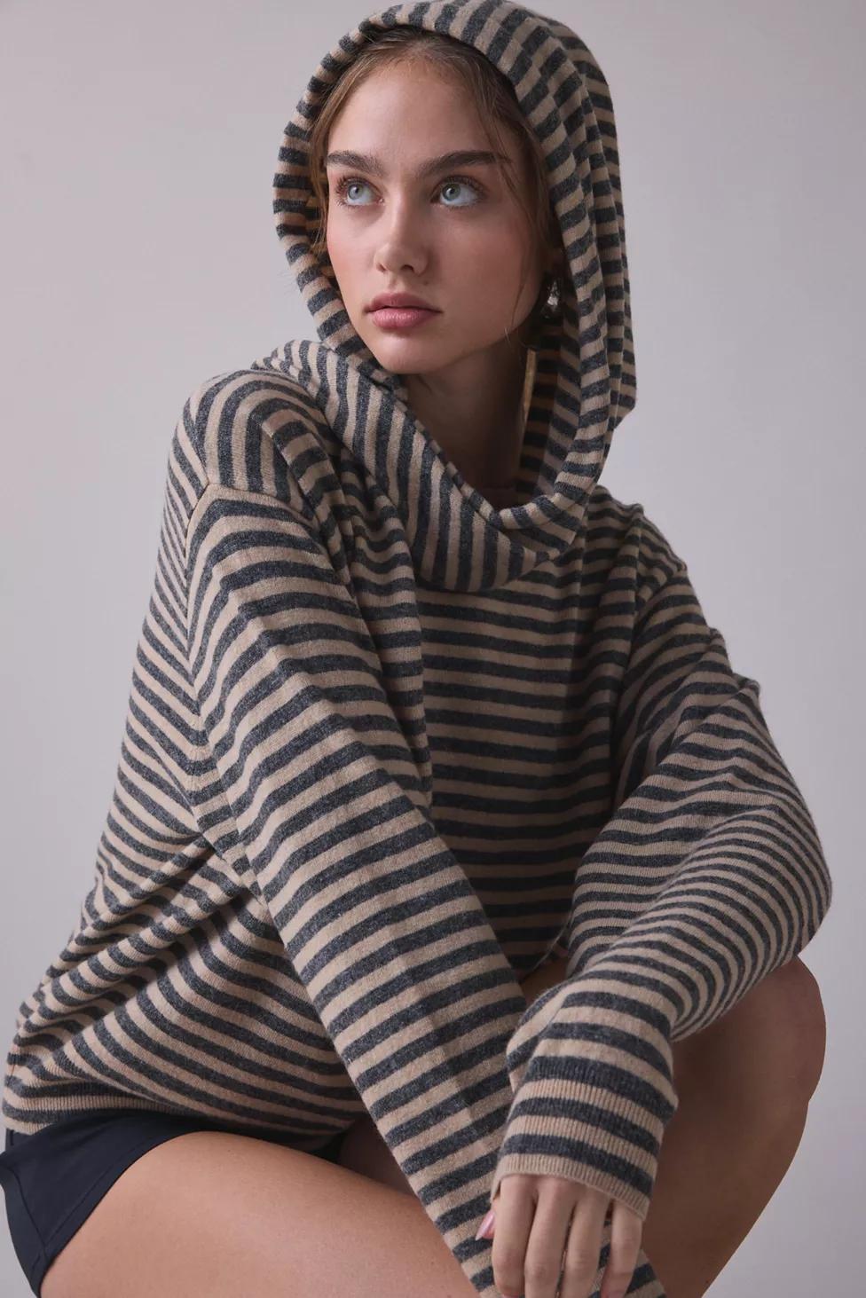 Lioness Olsen Scarf Detail Striped Long Sleeve Top by LIONESS